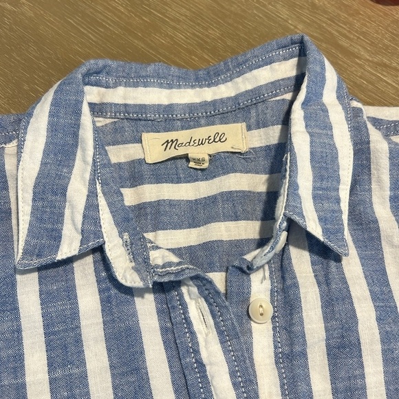 Madewell Cropped Button-Down Shirt Striped Blue​​ - Picture 3 of 4
